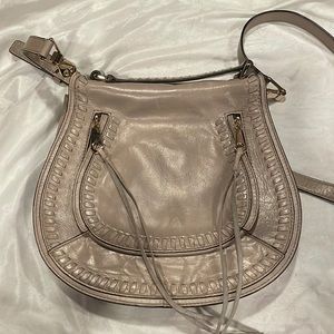 Rebecca Minkoff gray leather crossbody saddle bag purse